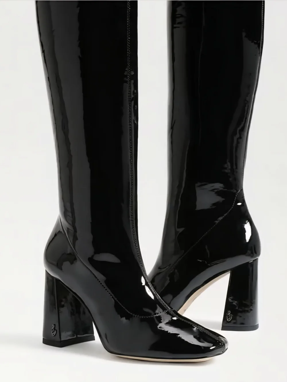 Sam Edelman Cossette Black Patent Over-the-Knee Block Heel Boots